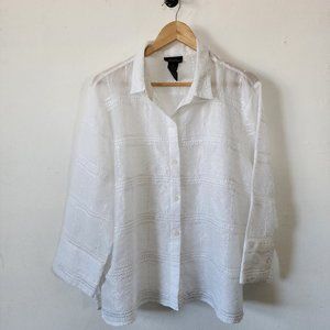 Womens Milano XL White Sheer Button Down Bohemian